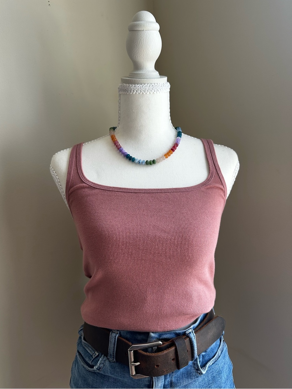 FP Movement by Free People Ribbed Square-Neck Tank in Mauve